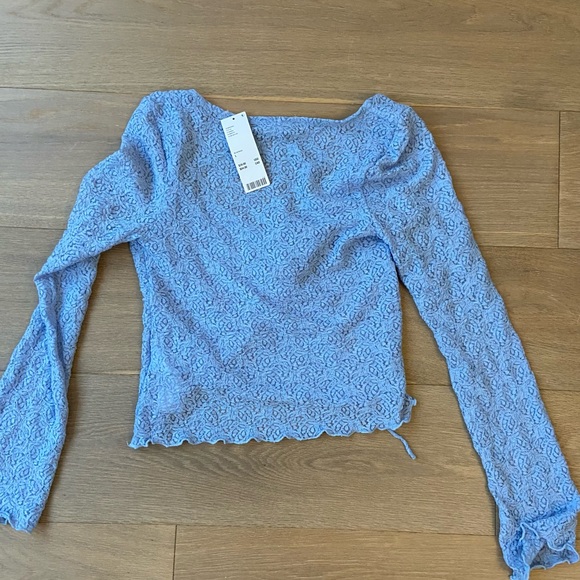 Urban outfitters blue ls mesh top - low neckline - never worn - with tags - Picture 2 of 3